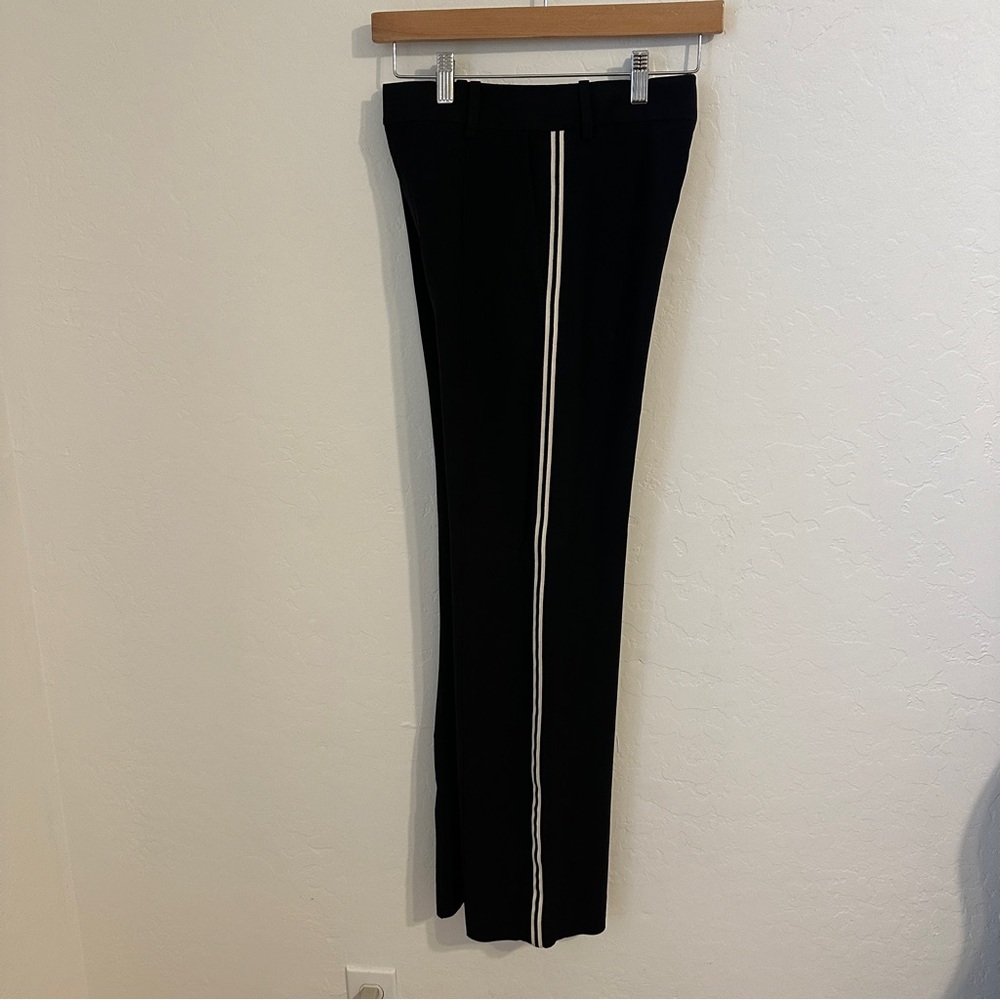 Chloe Black Trouser Pant White Racing Stripes Down Side Straight Leg‎ Size 36
